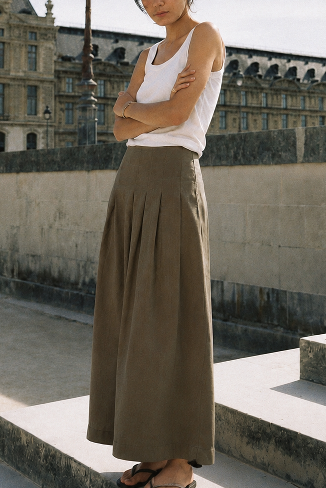 SONTAG OLIVE LONG SKIRT