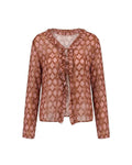 Blusa estampada de volantes y manga recta larga