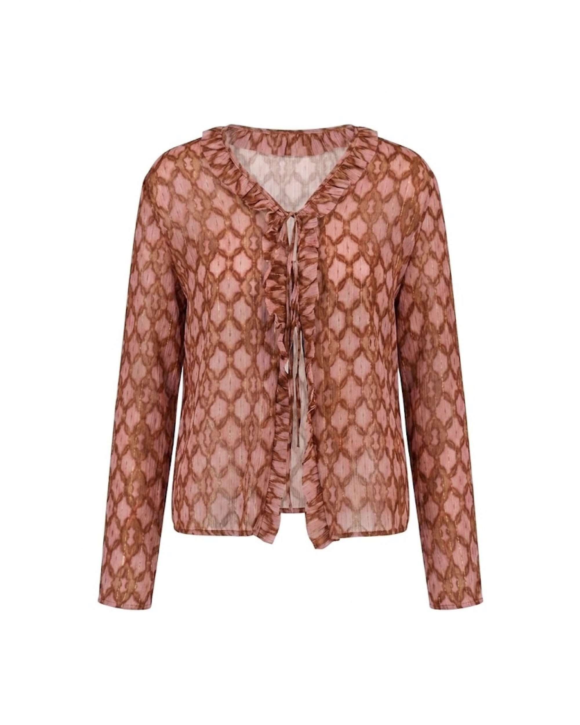 Blusa estampada de volantes y manga recta larga