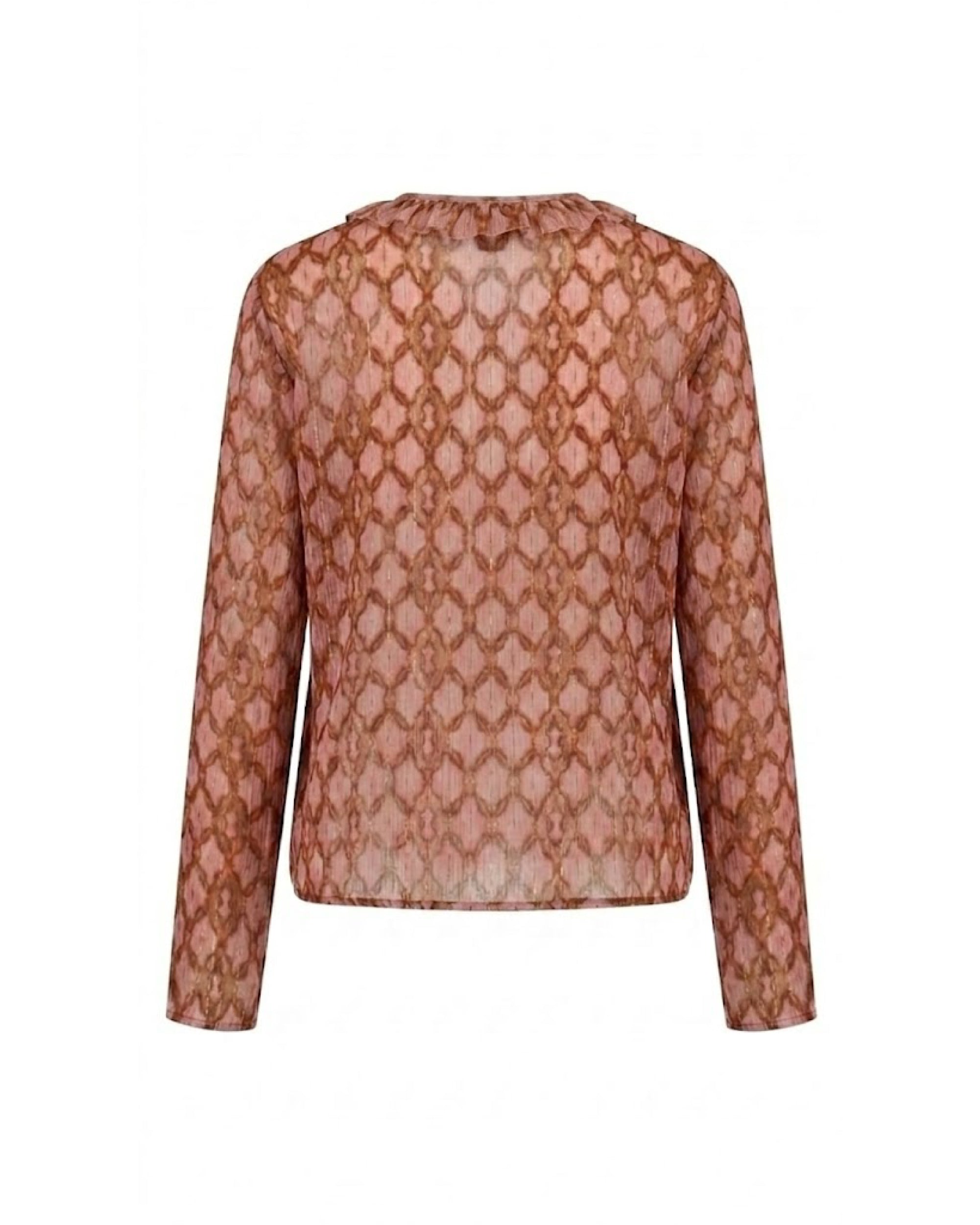 Blusa estampada de volantes y manga recta larga