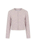 Chaqueta recta lila con tejido texturizado y manga larga recta