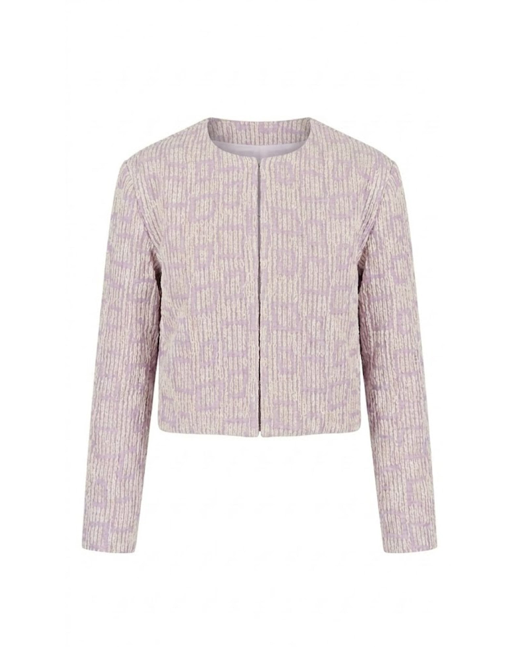Chaqueta recta lila con tejido texturizado y manga larga recta