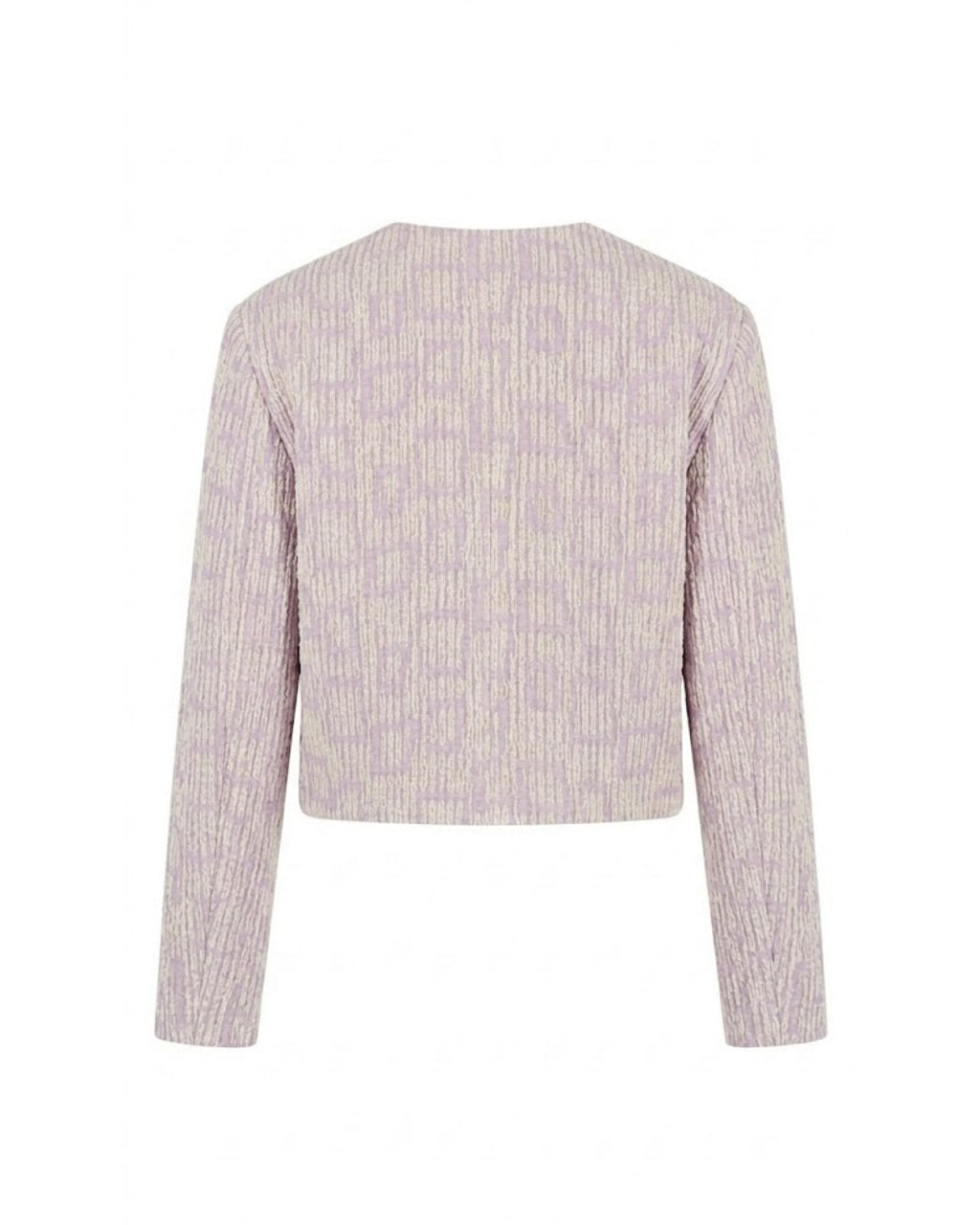 Chaqueta recta lila con tejido texturizado y manga larga recta