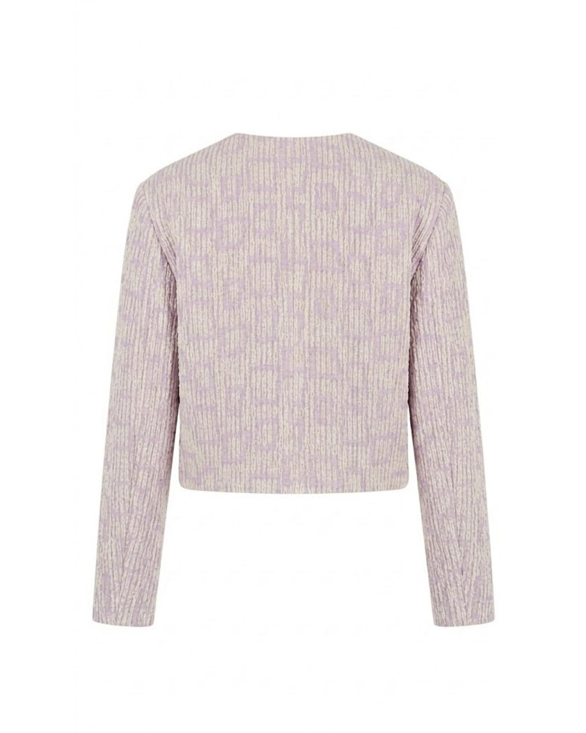 Chaqueta recta lila con tejido texturizado y manga larga recta