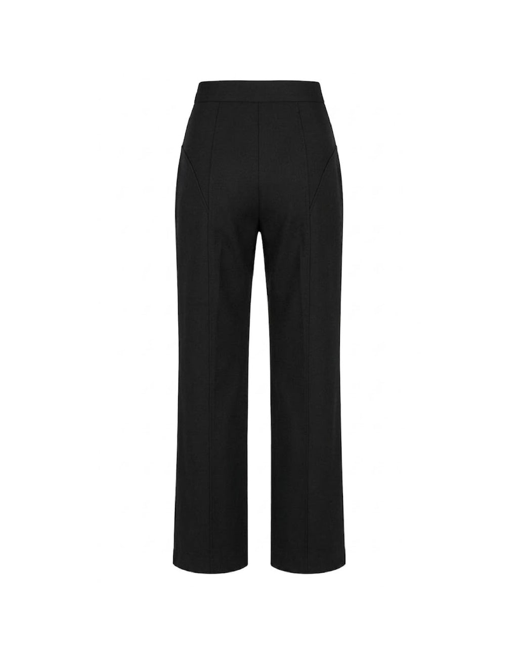 Pantalón gris sastre con cortes y cinturilla asimétrica superuesta