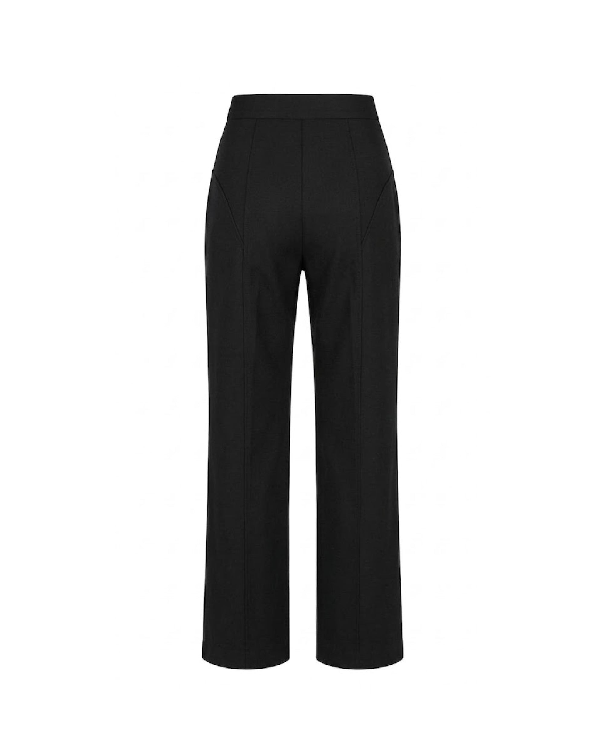 Pantalón gris sastre con cortes y cinturilla asimétrica superuesta